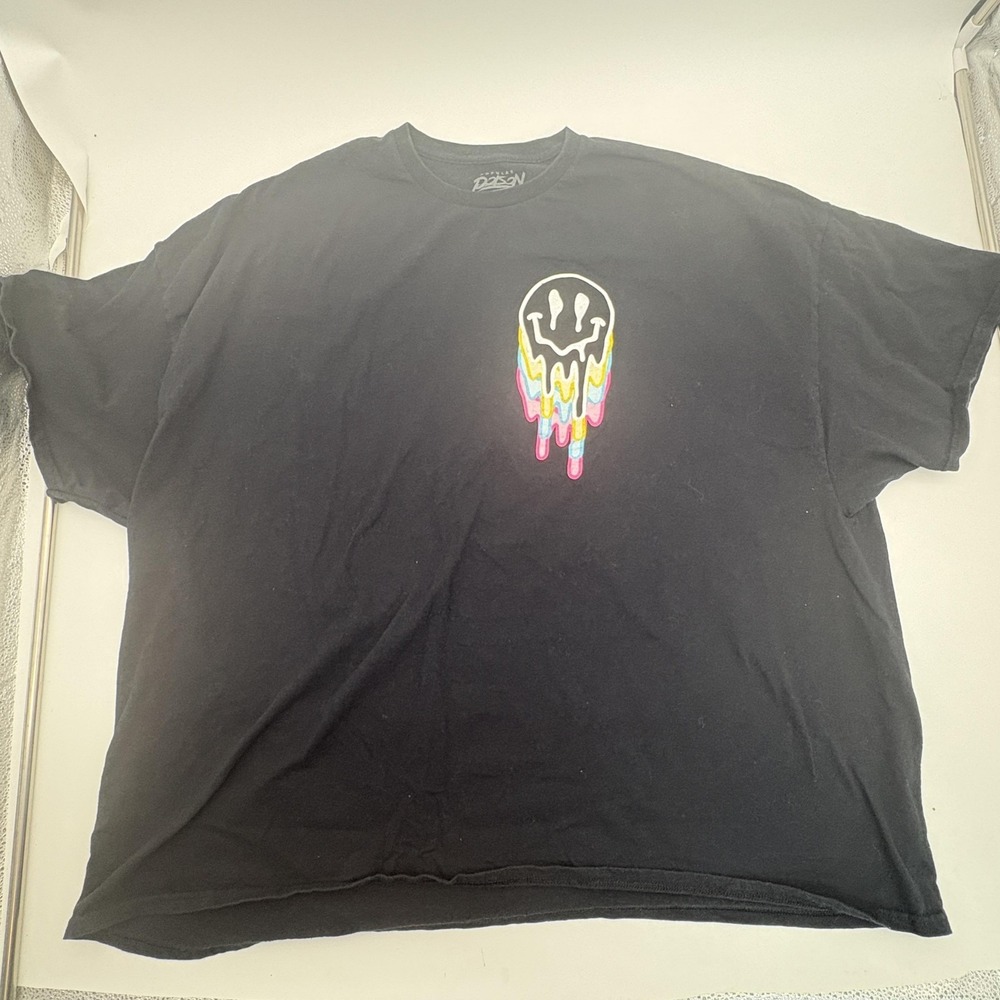 Popular Poison Shirt Mens 5XL Black Melting Smiley Graphic Tee Top Drip